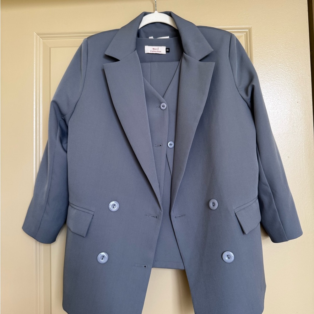 Women's Grey/Blue 3 Piece Suit